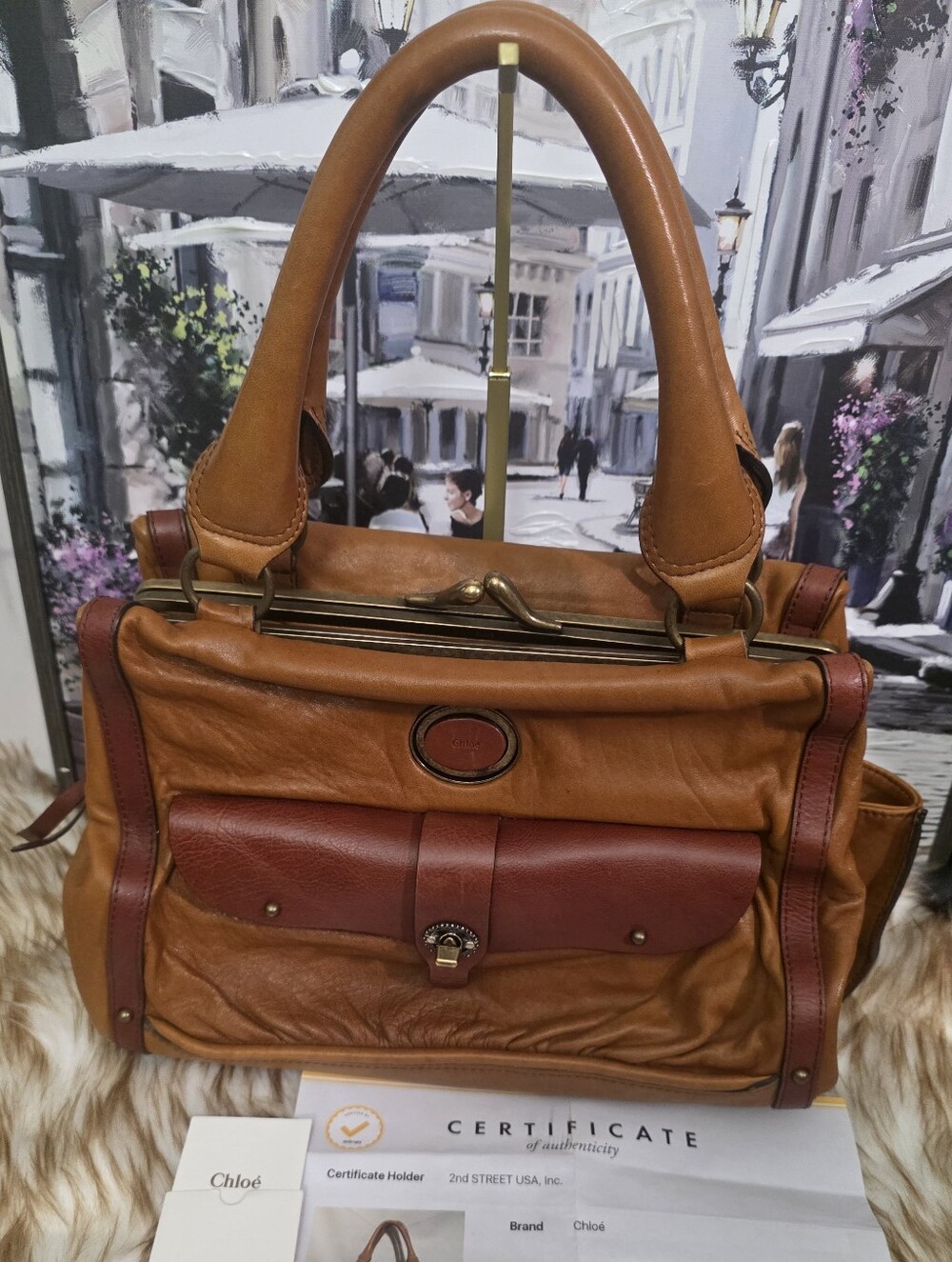 Vintage - rare Chloe Maggie brown kisslock satchel. - Picture 3 of 10